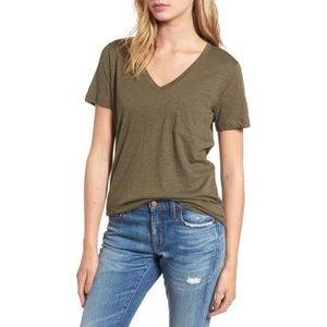 Madewell Green Whisper V-Neck Pocket T-Shirt